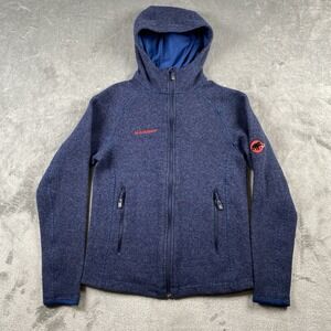 Mammut Darrington Jacket Mens S Blue Full Zip Hoodie Sweater Wool Blend Outdoor